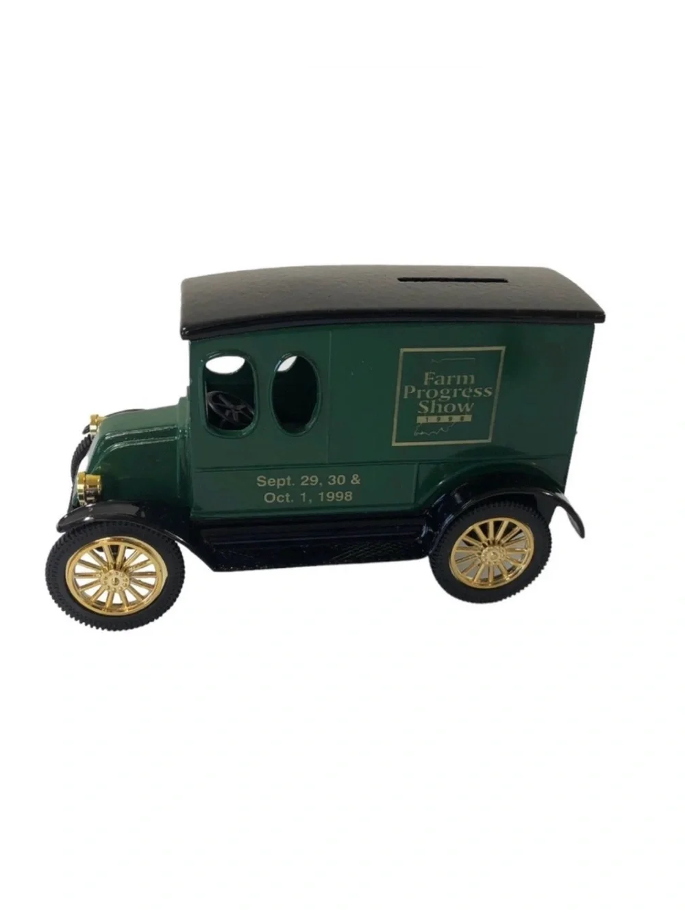 Ertl Die-Cast Metal 1920 Green Panel Truck Coin Toy Bank 1998 Farm Progress Show